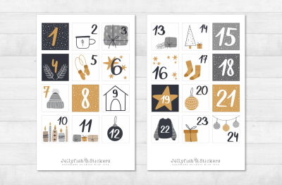 Advent Calendar Numbers Sticker Set